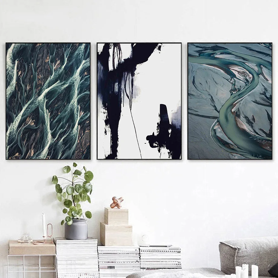 Абстрактная Настенная картина с изображением цветных блоков волны реки