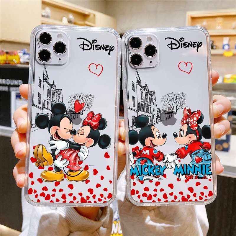 

Mickey&Minnie Mouse Love Transparent Phone Case For Apple iPhone 14 13 12 11 Mini XS XR X Pro MAX 8 7 6 Plus SE 2020 Cover Capa