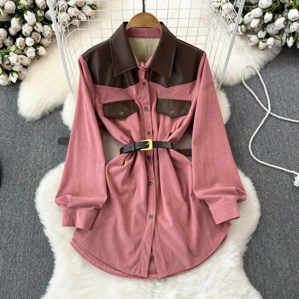 Рубашка и блузка в стиле пэчворк с длинным рукавом буффами