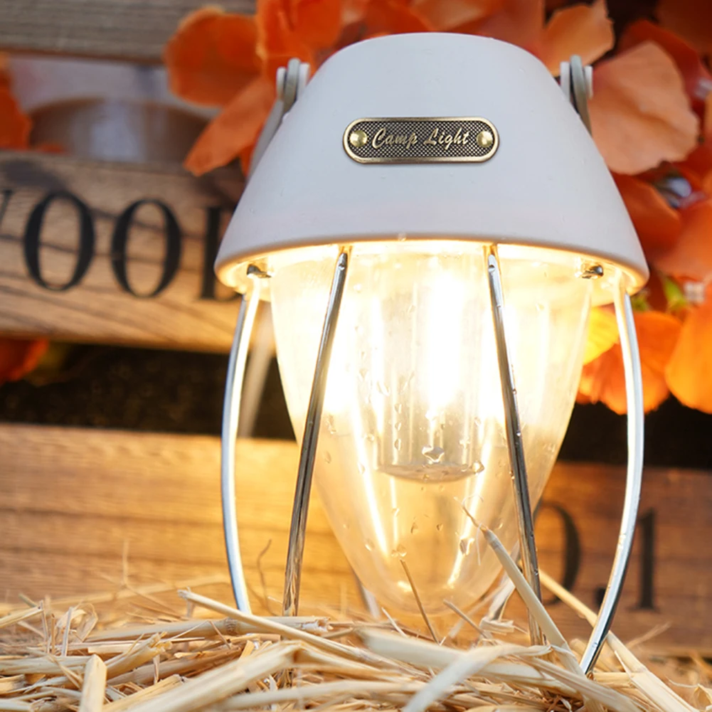 

LED Camping Light Rechargeable Outdoor Lighting Retro 3 Modes 1800mAh Dimmable for Outdoor Hiking for Fishing Home
