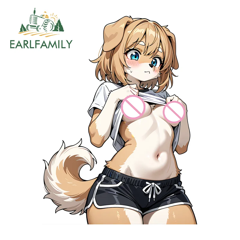 

EARLFAMILY пушистая собака суккуб автомобильная наклейка художественное водостойкое зеркало заднего вида наклейки на багажник простая фляга для хранения бутылка с водой