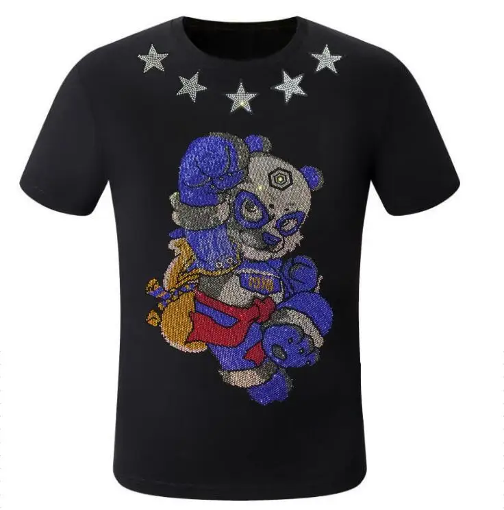 

2023 Multicolor T-shirt Summer Rhinestones Top tees High Quality Men Tops Male Brand Hip Hop drop shipping size S- 4XL