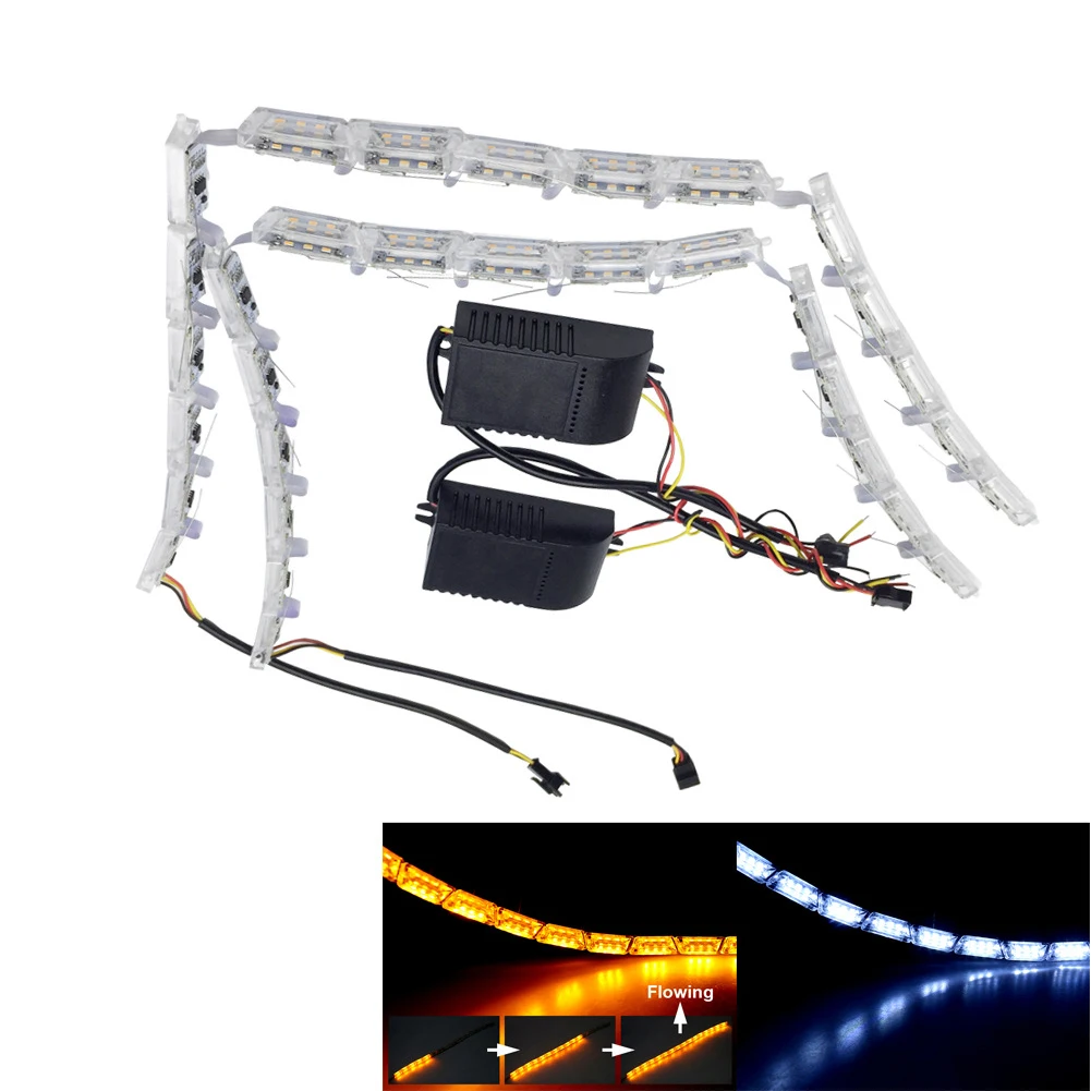 

2ps Double Color Crystal Eye LED Daytime Running Light DRL Turn Signals External Lights 12V SMD Amber When The Turn Signal IS On