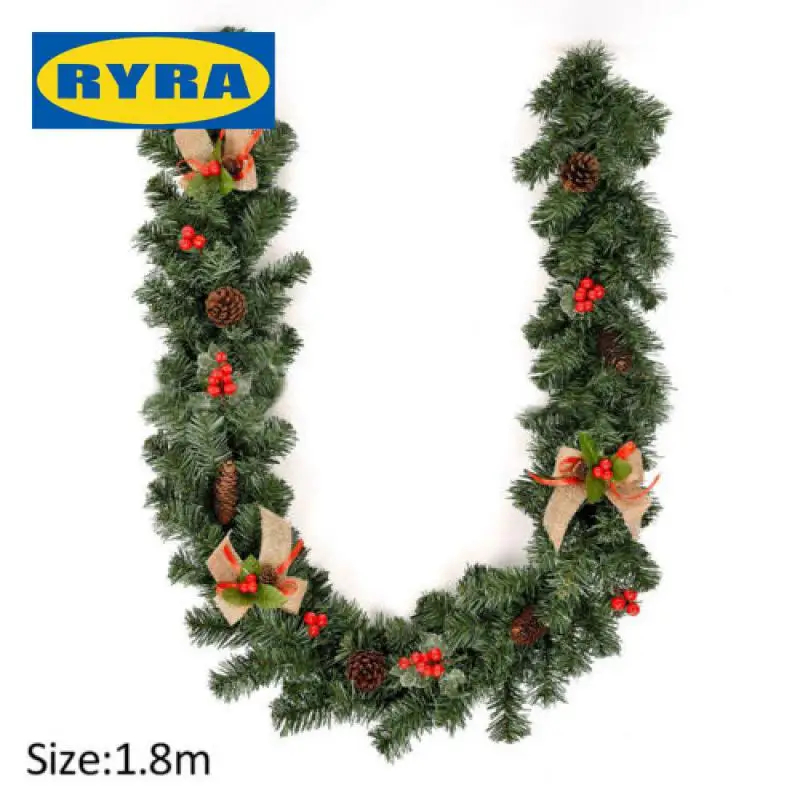 

Искусственное дерево, венок из ротанга, подвесные украшения, ротанговая гирлянда, Рождественский венок, украшение 180 см, вечерние, подвеска для лестницы, яркий ПВХ