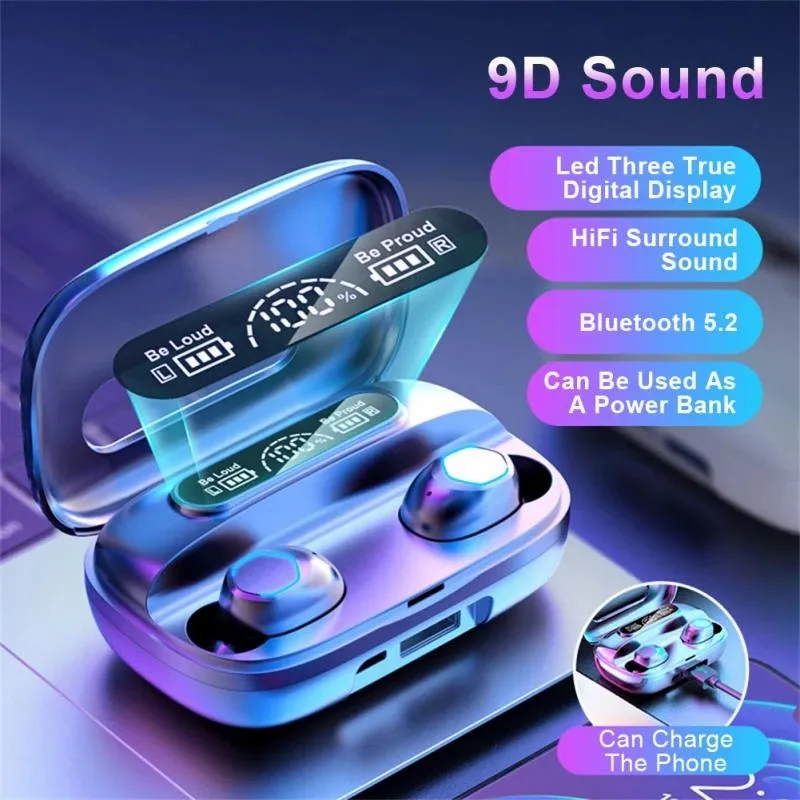 

Blue-tooth Earphones Touch Control Wireless Headphones With Mic Sports Waterproof Wireless Earbuds 9D Stereo Headsets