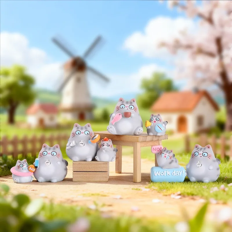 Фото Фигурка кошки Miao Nini Blind Box: Новинка! Стильный настольный декор «Не хочу работать» – украшение для дома, праздничный подарок для начальника. №2