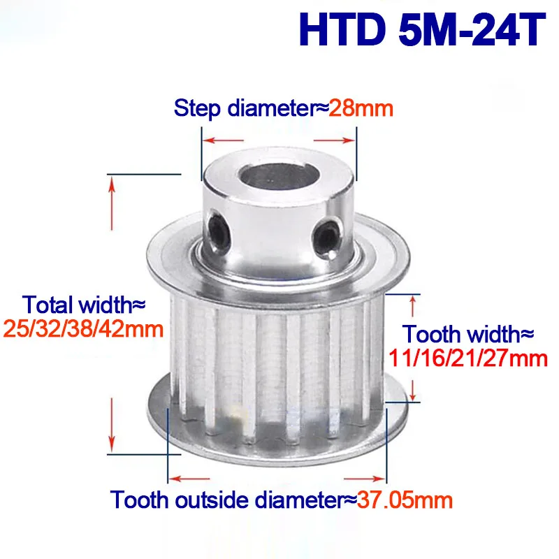 

24 Teeth HTD 5M Timing Pulley Bore 5/6/6.35/8/10/12/14/15/17/19/20mm For Width 10/15/20/25mm HTD5M Synchronous Belts 24T BF Type
