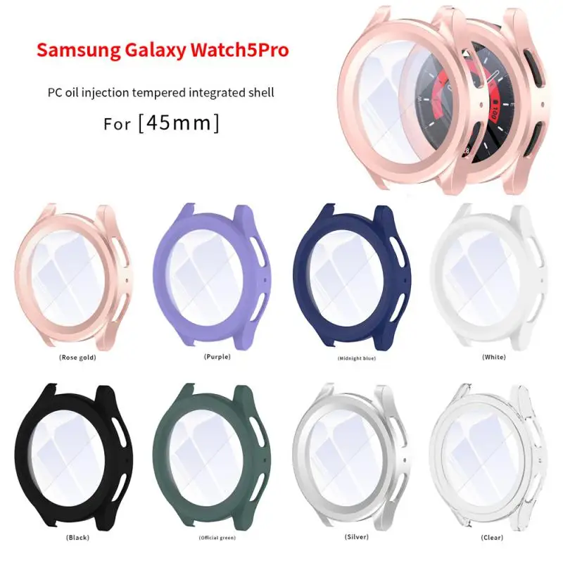 

2023 Case for Samsung Galaxy Watch5 pro 45mm Full Coverage Bumper Case with Tempered Glass Protective Cover Screen Protector