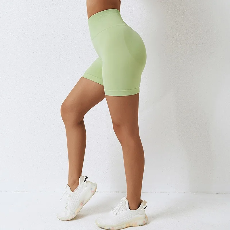 

Ribbed Seamless Leggings Spandex Shorts Woman Fitness Elastic Breathable Hip-lifting Leisure Shorts Sports Spandex Tights