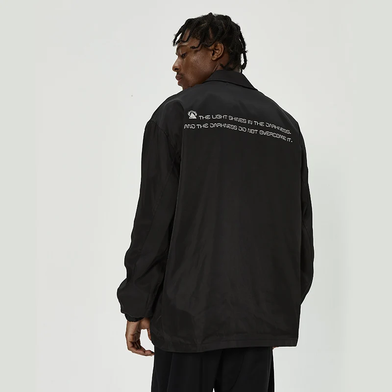 

Workwear coach jacket high street wind and dust button shirt jacket male