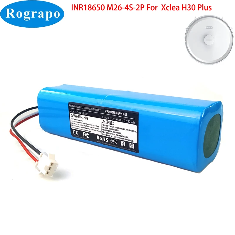 Новый 14,8 V 6800mAh INR18650 M26-4S2P Роботизированная батарея для XCLEA H30 Plus Smart Robot пылесоса