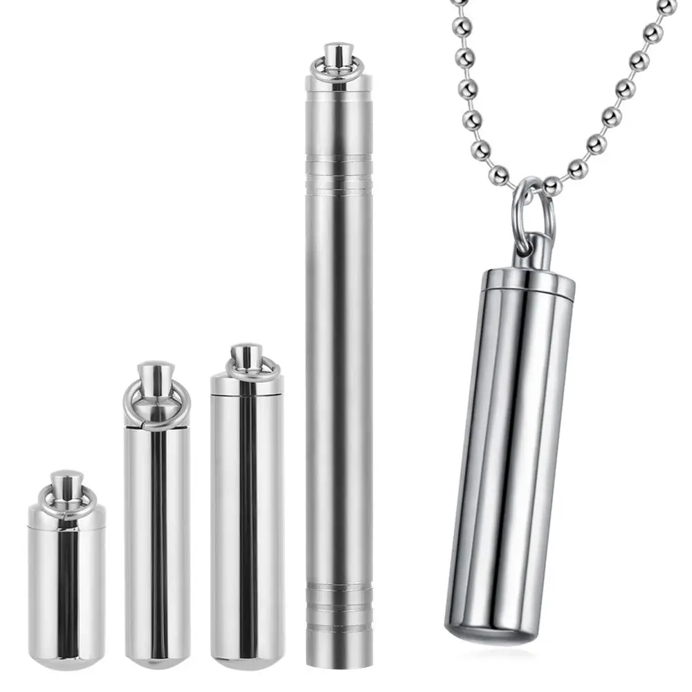 

Gift Stainless Steel Aromatherapy Jewelry Lucky Charm Ashes Urn Wishing Bottle Cylinder Tube Perfume Vial Pendant