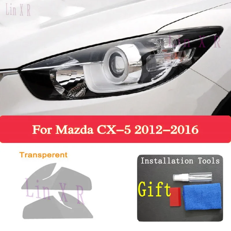 

2 шт. для Mazda CX5 CX-5 KF 2012-2016 KE 2017-2021, тонировка автомобильной фары, Черная защитная пленка, прозрачные наклейки из ТПУ, аксессуары