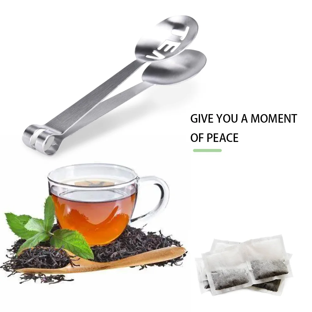 

New Portable Stainless Steel Tea Bag Squeezer Teabag Tong Holder Herb Grip Kitchen Tool Lemon Slice Clip