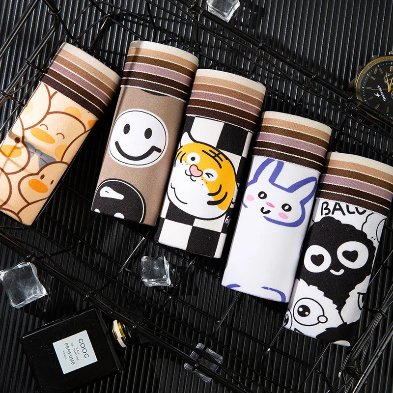 7pcs/set Boxers Male Panties Man Underwear Shorts Cartoon Breathable Men's Panties Sexy Men Boxers Shorts Comfortable Plus Size