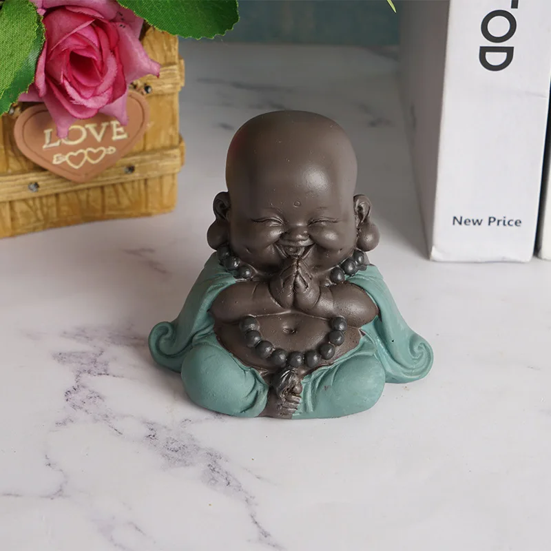 Статуя Будды смайлик маленькая керамическая статуя фигурка монаха милая Будда