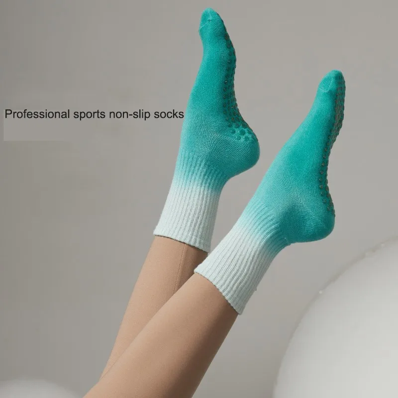Five pairs of tie-dye Stockings Yoga Socks Non-slip Absorbent Sweat Fitness Mid-tube Professional Women's Pilates Socks Cotton