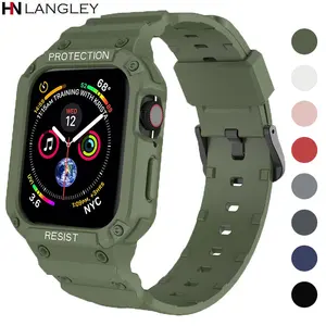 Watch Case+Silicone Strap for Apple Watch Band 44/45/42mm/40/41/38mm TPU Protective Case Bracelet for Iwatch Series 7 6 5 4 SE