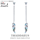 Женские серьги-капли с перьями, яркие, из серебра 2020 пробы, на осень, 925