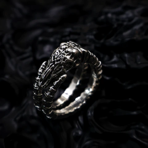 LENNIK Посеребренное медное кольцо с черепом для мужчин