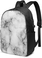 marble pattern laptop backpack 17 inch anti theft travel business school backpack with usb charging backpack for women and men