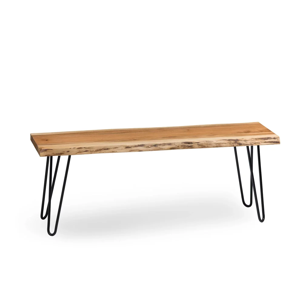 

Alaterre Hairpin Natural Live Edge 48" Wood with Metal Bench, Natural