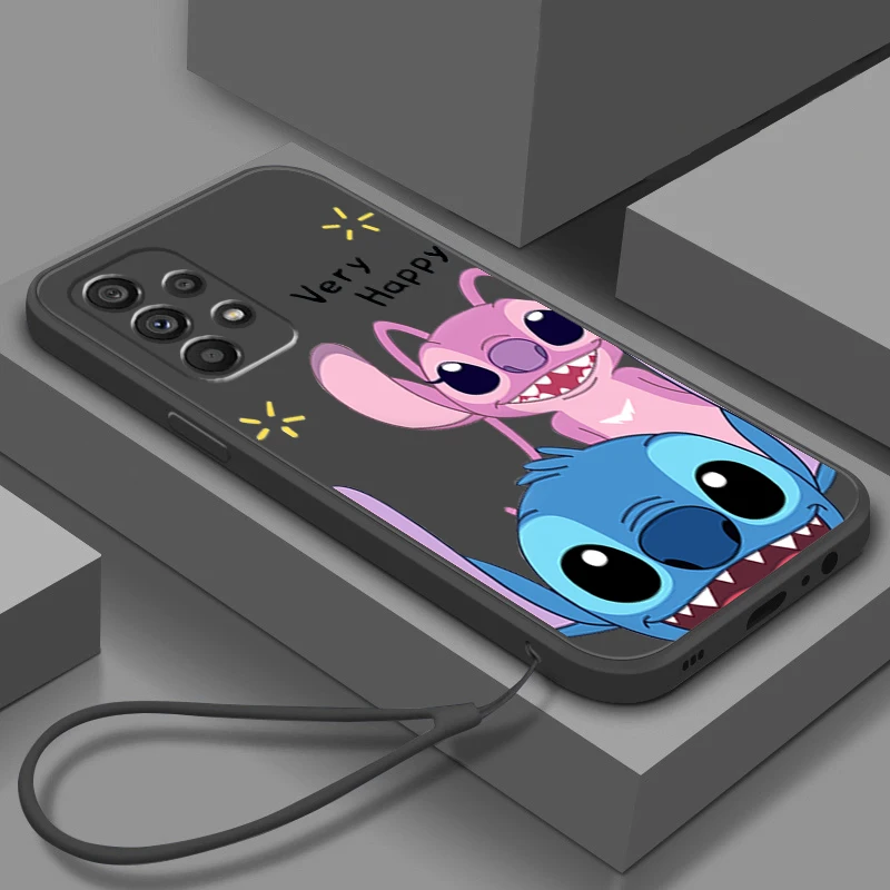 

Disney Stitch Anime Cute Cool Liquid Rope Phone Case For Samsung A73 A72 A71 A52 A53 A54 A51 A42 A34 A32 A14 A21 A13 A04 A03