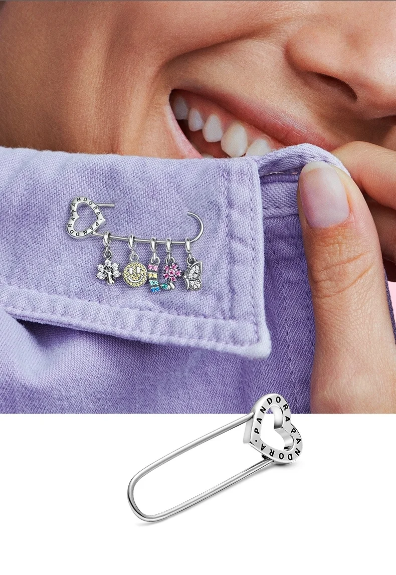 

Hot new luxury charm Pandora 925 sterling silver DIY high-end jewelry charm love brooch holiday gift original design accessories