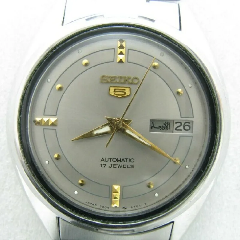 Персидские автоматические мужские часы Seiko с серой пластиной № 5 и двойным