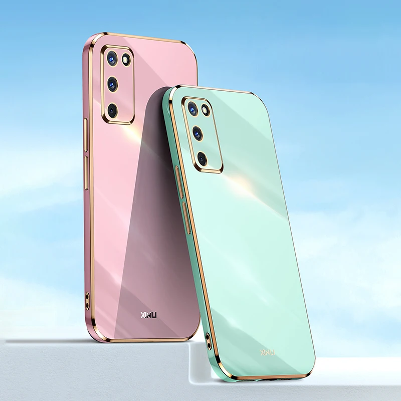 

Square Plating Mobile Phone Cases for OPPO A55 A53S 5G Global Back Cover Silicone Lens Protector OPPOA55 A53 S Waterproof Fundas