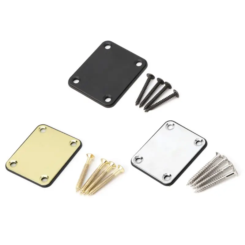 

Electric Guitar Part Neck Plate with Screws Metal Bass Replacement 1 Set