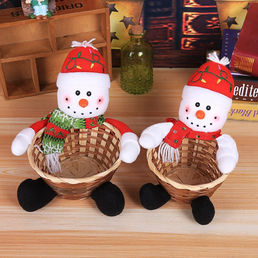 

Merry Christmas Candy Basket Snowman Santa Claus Fruit Basket Food Holder Children's Candy Basket Navidad Christmas Table Decor