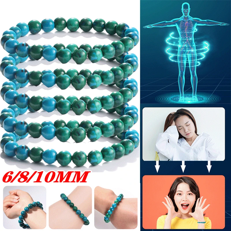 

6/8/10mm Chrysocolla Malachite Bracelets Women Men Natural Stone Beads Bracelet Round Diabetes Relief Bracelet Healing Jewelry