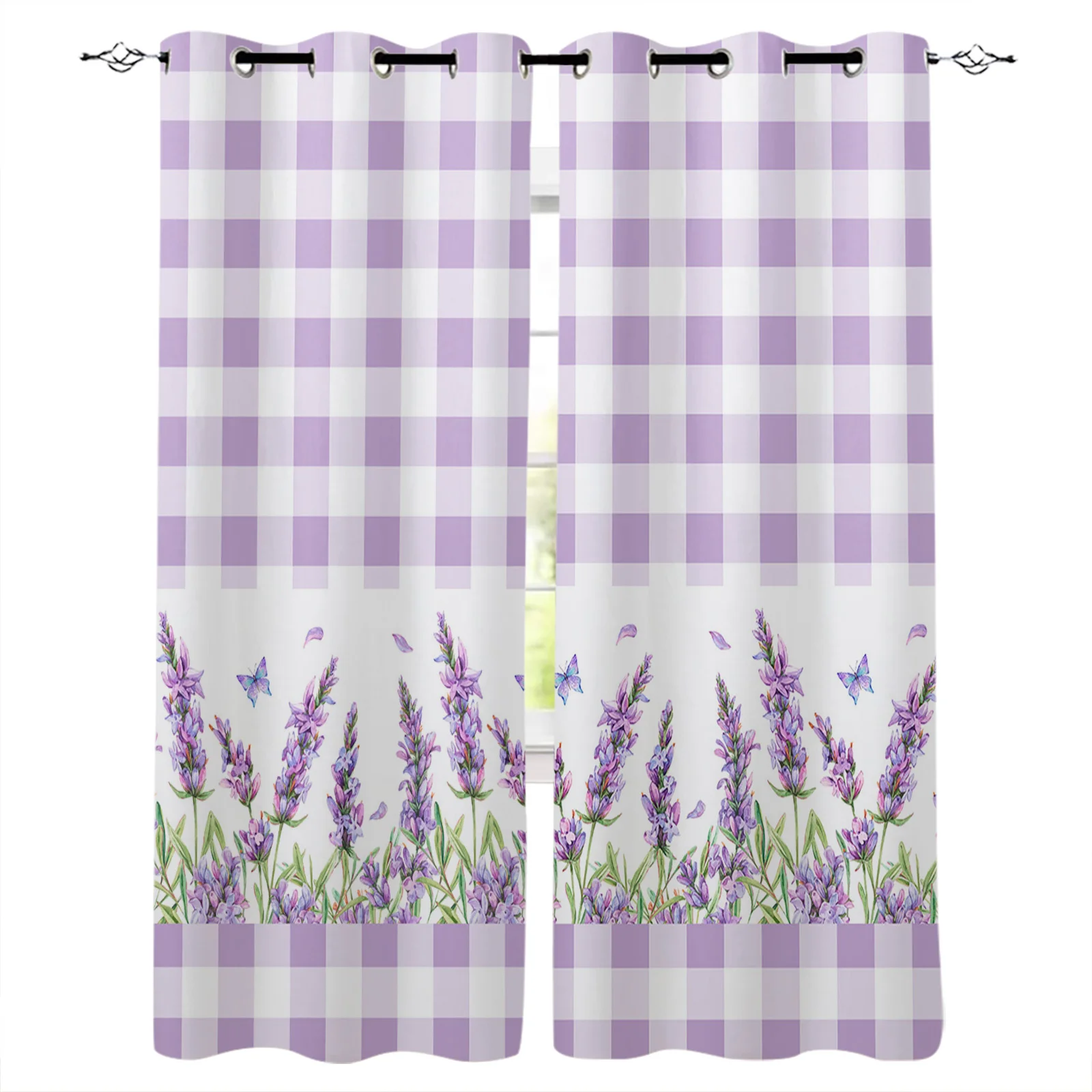 

Фиолетовая лаванда цветок бабочка искусство для гостиной спальни декоративные оконные драпировки кухонные шторы