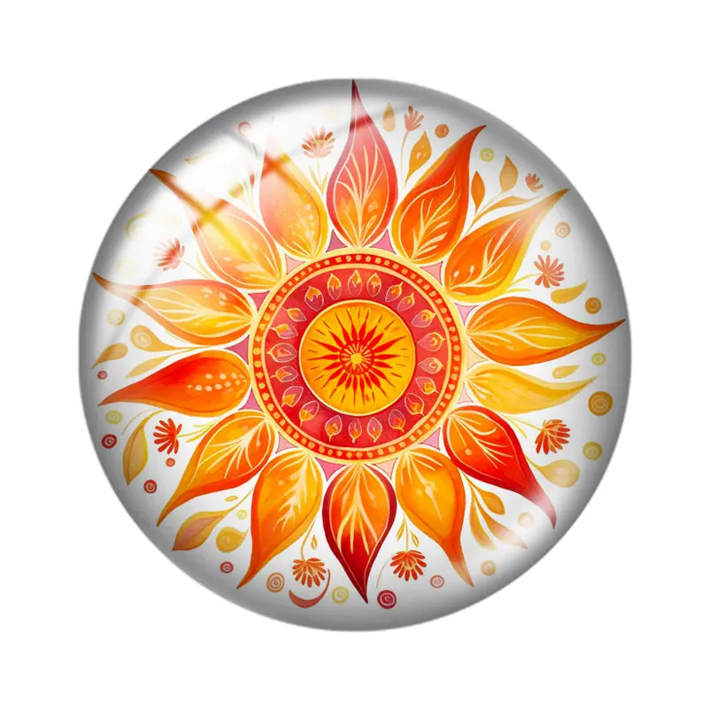 Фото Стеклянные кабошоны Mandala Sun 12/18/20/25 мм для браслетов, подвесок, колец, демонстрационных серег, фурнитура для изготовления украшений №5