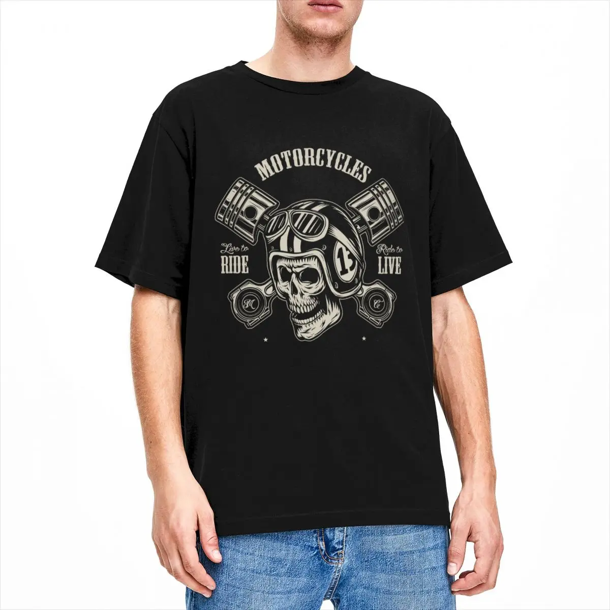 

Крутая мотоциклетная Мужская футболка с черепом, аксессуары для любителей мотоцикла в стиле ретро, винтажные футболки с коротким рукавом и круглым вырезом, футболки