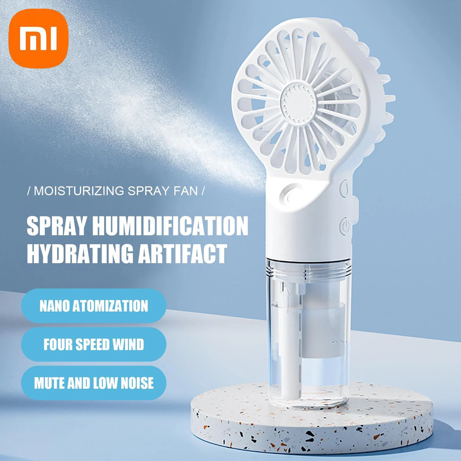 

Xiaomi Portable Handheld Fan USB Rechargeable Turbo Water-Cooled Spray Mini Fan 4 Gear Speed Air-conditioning Mute Fans Outdoor