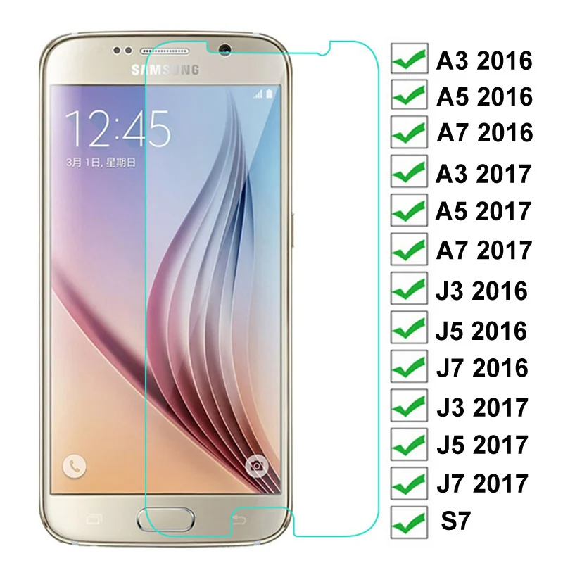 

9H Hardness Protective Glass For Samsung Galaxy S7 A3 A5 A7 2017 J3 J5 J7 2016 2017 Tempered Screen Protector Clear Glass Film