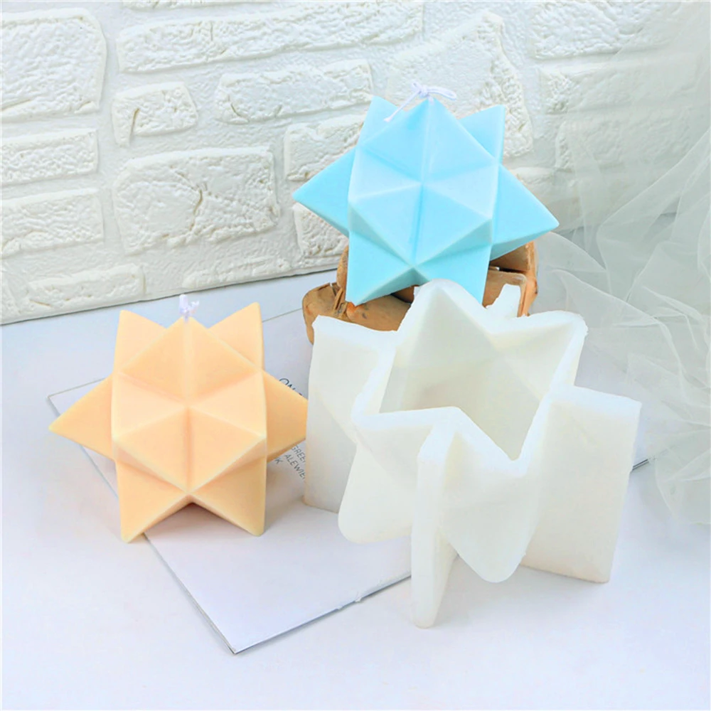 

3D Four-pointed Star Candle Molds Silicone Candle Making Aroma Soy Wax Soap Polymer Clay Plaster Epoxy Resin Moulds Gifts Decora