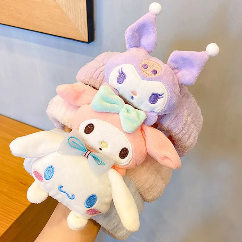 

Повязка для волос Sanrio Kawaii, Антискользящая эластичная компрессионная повязка на голову для макияжа Kuromi