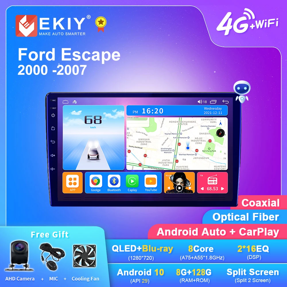 

EKIY T7 для Ford Escape 2000 -2007 Android 10 автомобильный мультимедийный плеер QLED DSP GPS-навигация Авторадио автомобильное радио стерео 2 Din HU