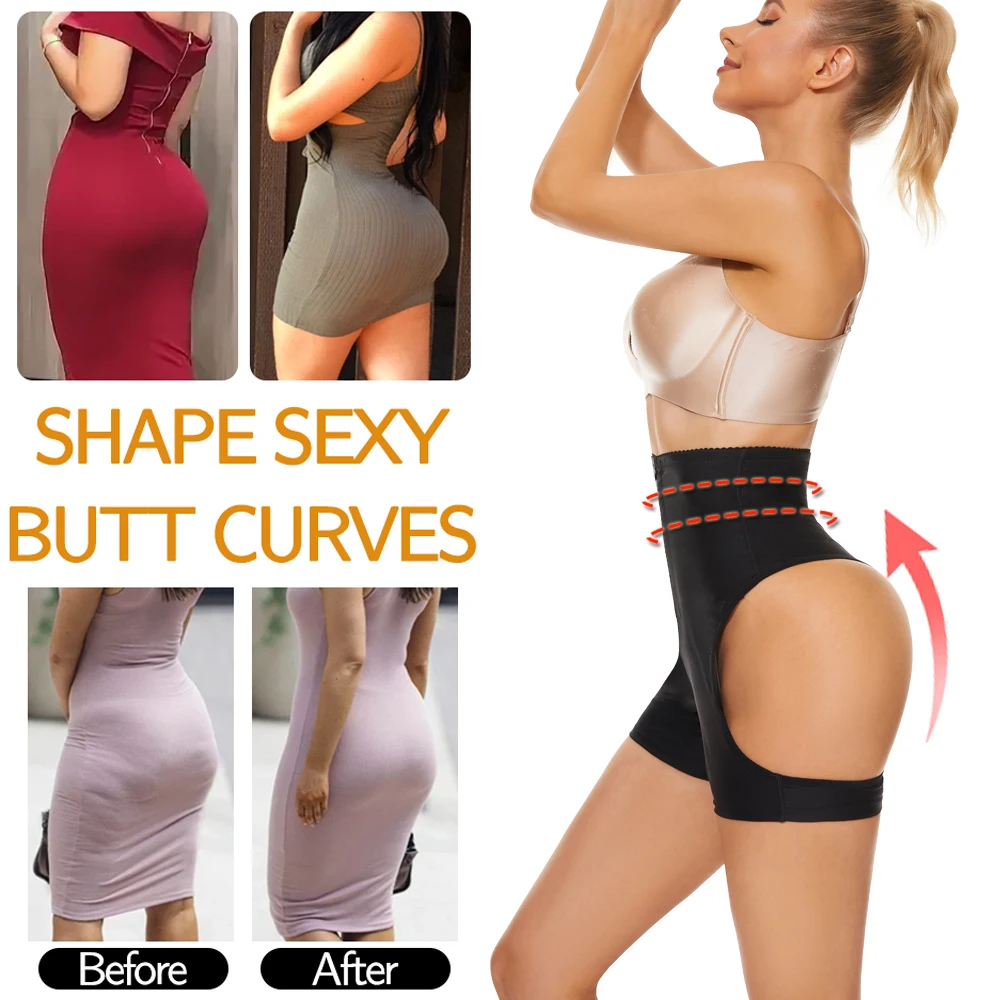 LANFEI Butt Lifter Body Shaper Panties Women Hip Shapewear High Waist Trainer Push Up Shapewear Panties with Zipe + Hook