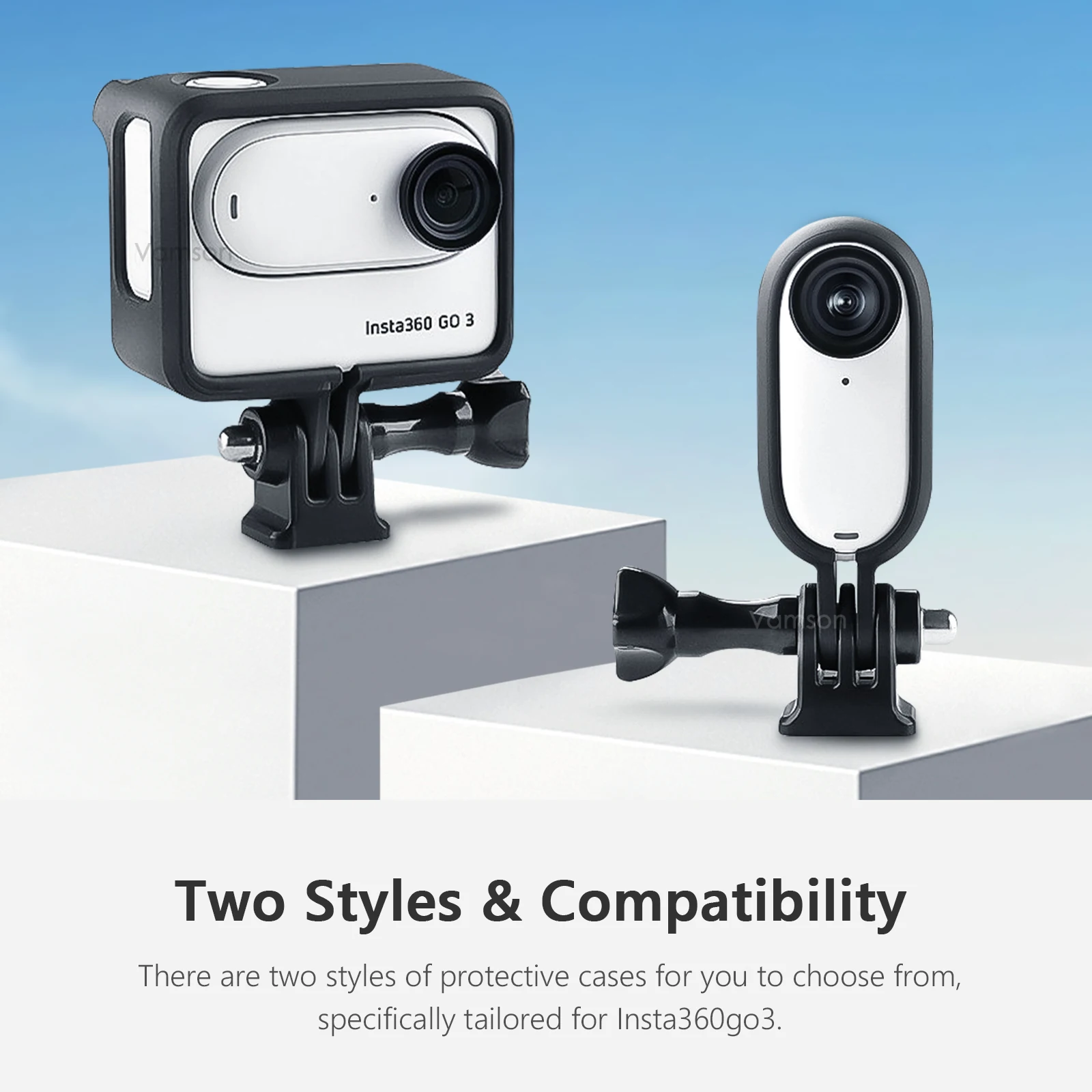 Фото Аксессуары Vamson для Insta360 GO3, защитная крышка, рамка, крышка объектива, закаленное стекло, крепление для экшн-камеры Insta360GO3 №2