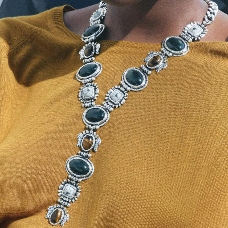 Ретро Барокко Ковбой Смола Камень Подвески Ожерелье Этнический Стиль Колье