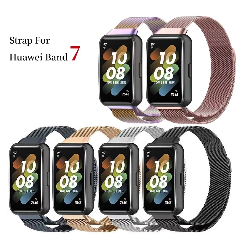 Steel Milan Magnetic Strap For Huawei Band 7 Smart Watch Wristband Replacement Bracelet For Huawei Band7 Metal Watchband