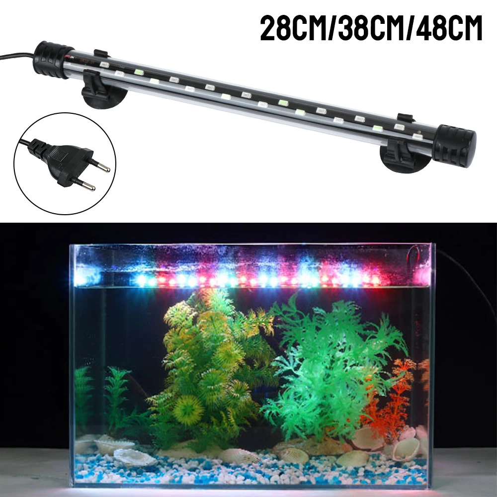 

EU Plug AC 90~260V Aquarium Submersible Lamp RGB Waterproof Fish Tank Light Bar Decorative Lighting Underwater 28/38/48cm