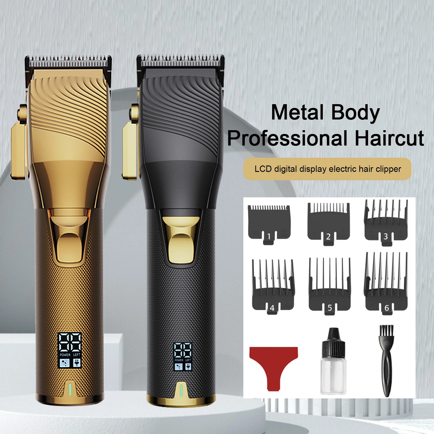 

Professional Hair Clippers Metal Electric Hair Trimmer Rechargeable LCD Display Hair Cutting Machine Wireless Barber Trimmer