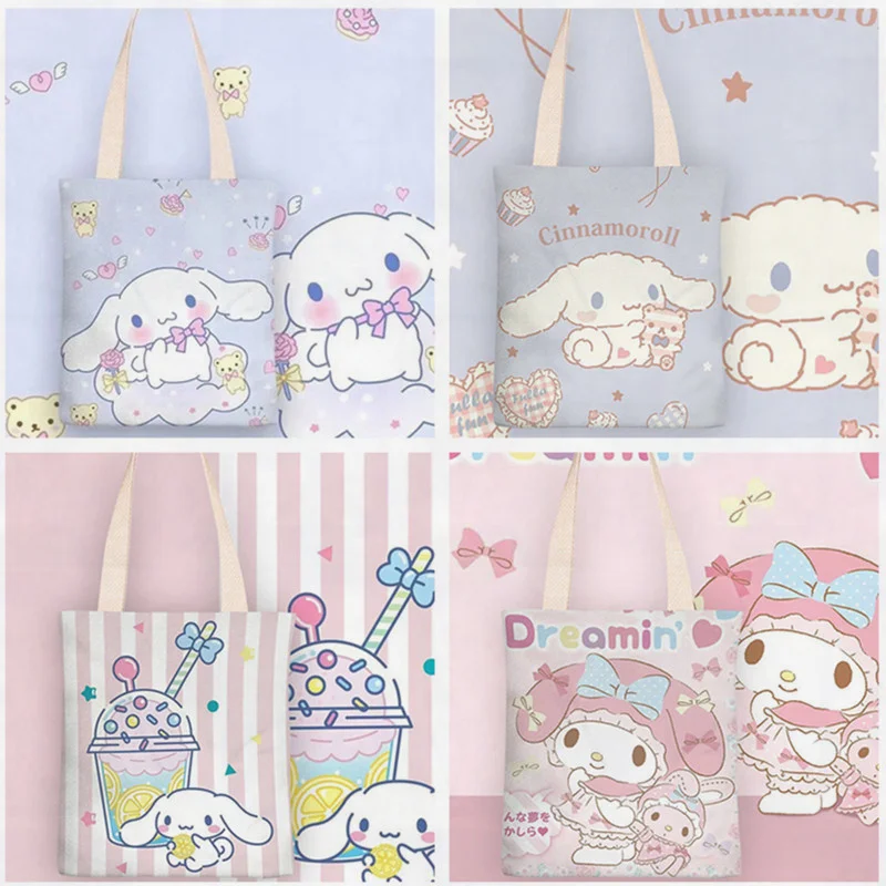 

Sanrio Kuromi Kitty Melody аниме Холщовая Сумка для девочек на одно плечо школьные портфели Легкие Милые подарки для путешествий хранение