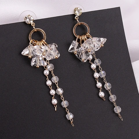 Серьги-капельки гуантуо из горного хрусталя