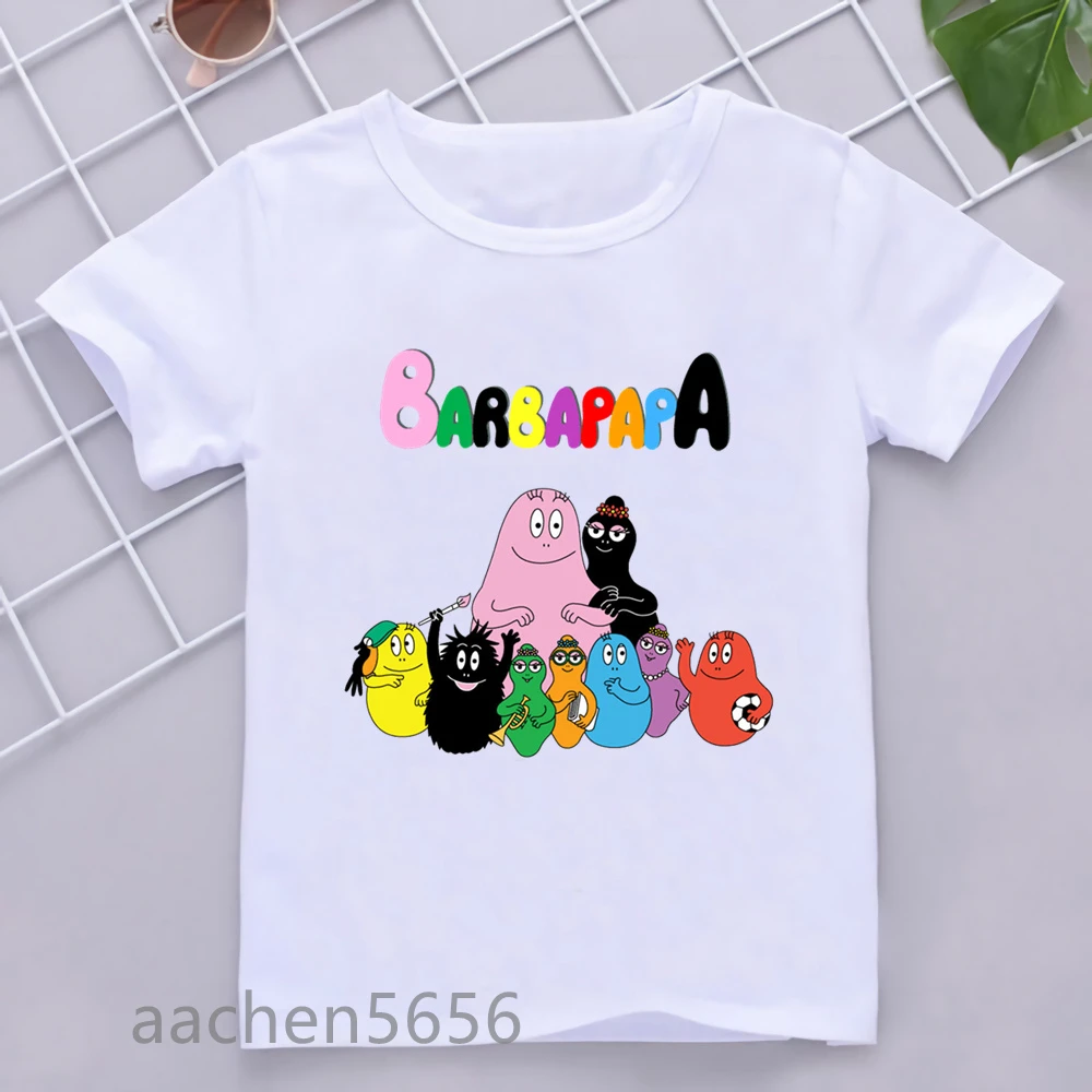 Children Barbapapa Cartoon Print Funny T-shirts Kids Summer Tees Boys/Girls Tops Baby Short Sleeve Clothes,Drop Ship